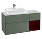 V&B Waschtisch-Unterschrank Finion 120cm, Abdeckplatte white matt, Regal rechts Peony, Olive Matt Lacquer