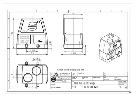 HART HARTING HAN 10B-GG2-13, 09300100460 