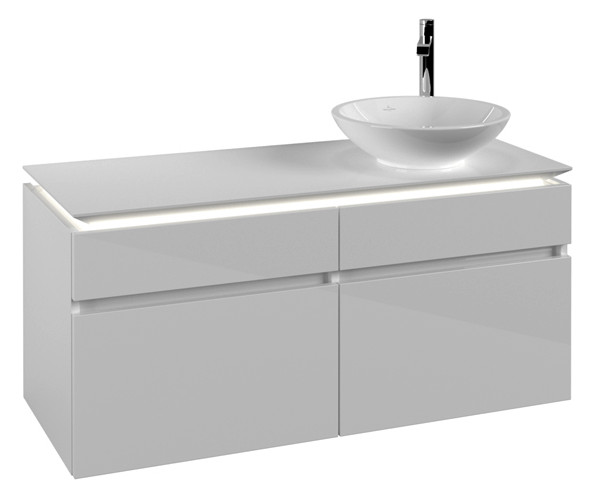 V&B Waschtischunterschrank Legato 120x55x50cm, Waschtisch rechts, mit LED-Beleuchtung, Glossy White V&B Waschtischunterschrank Legato 120x55x50cm, Waschtisch rechts, mit LED-Beleuchtung, Glossy White
