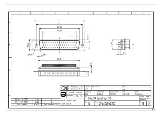 HART D SUB MA STAMPED SOLDER 09672505615 