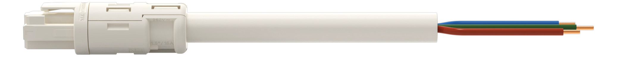 Systemverbindung 3p Serie 774 H05VV-F ws 2,5qmm 3x2,5qmm L8000mm Buchse fr.Ende Systemverbindung 3p Serie 774 H05VV-F ws 2,5qmm 3x2,5qmm L8000mm Buchse fr.Ende