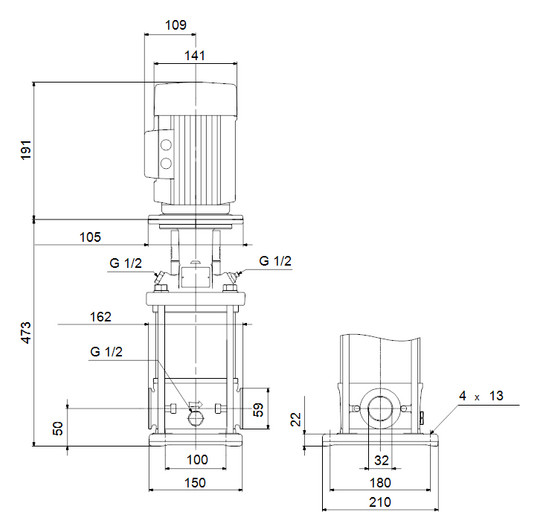 Grundfos Vertikale Kreiselpumpe CRN1-5 A-CA-A-V-HQQV 3x230/400 50HZ