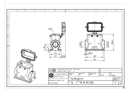 HART Tüllen-Gehäuse Untert.  09300100262 