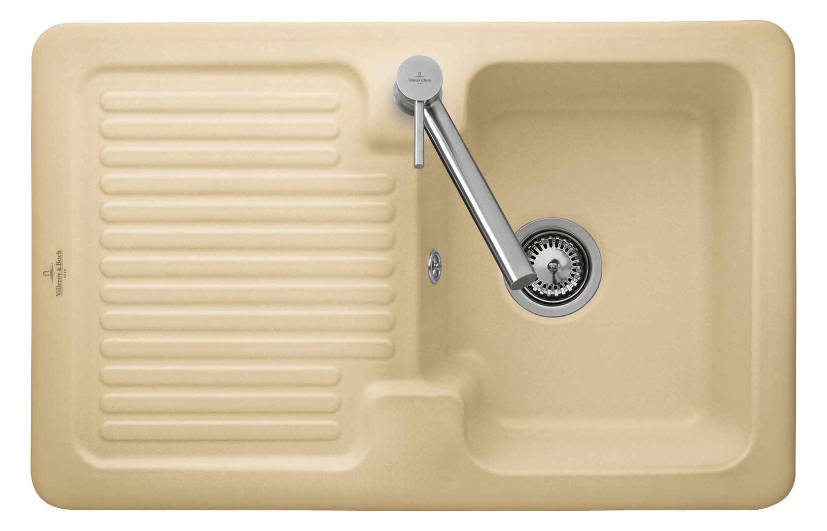 V&B Spüle Condor 45 mit Ablaufgarnitur, Excenterbetätigung, ebony CeramicPlus