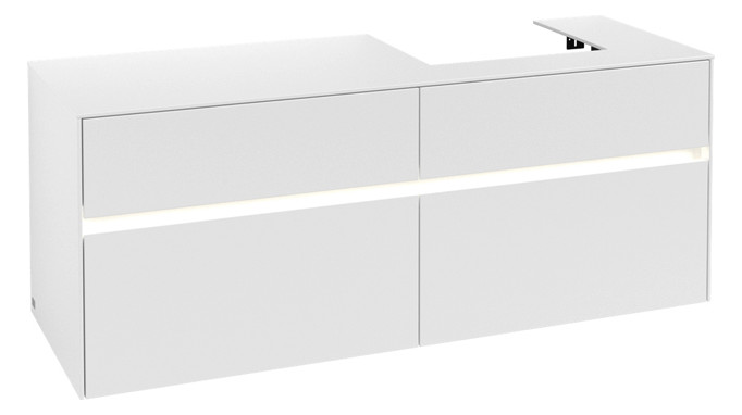 V&B Waschtischunterschrank Collaro 140x54,8x50cm, Waschtisch rechts, LED-Beleuchtung 10,4W, white matt
