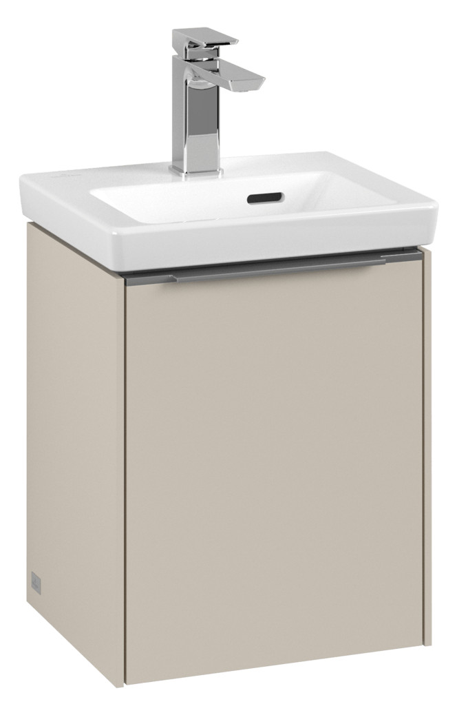 V&B Waschtisch-Unterschrank Subway 3.0 35,1x42,9x30,9cm, Schanier rechts/Griff Aluminium glänzend, cashmere grey