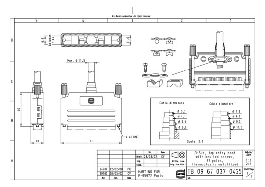 HART HARTING GEHAEUSE 37POL. 09670370425 