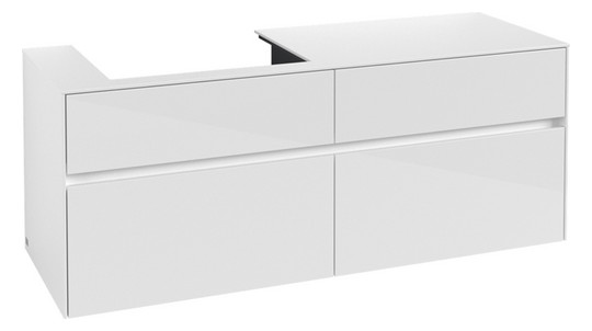 V&B Waschtischunterschrank Collaro 140x54,8x50cm, Waschtisch links, glossy white