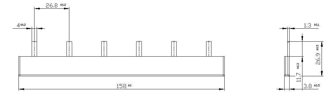 Phasenschiene 1ph 18mm 156,5mm 10qmm 50A Stift Isoliert