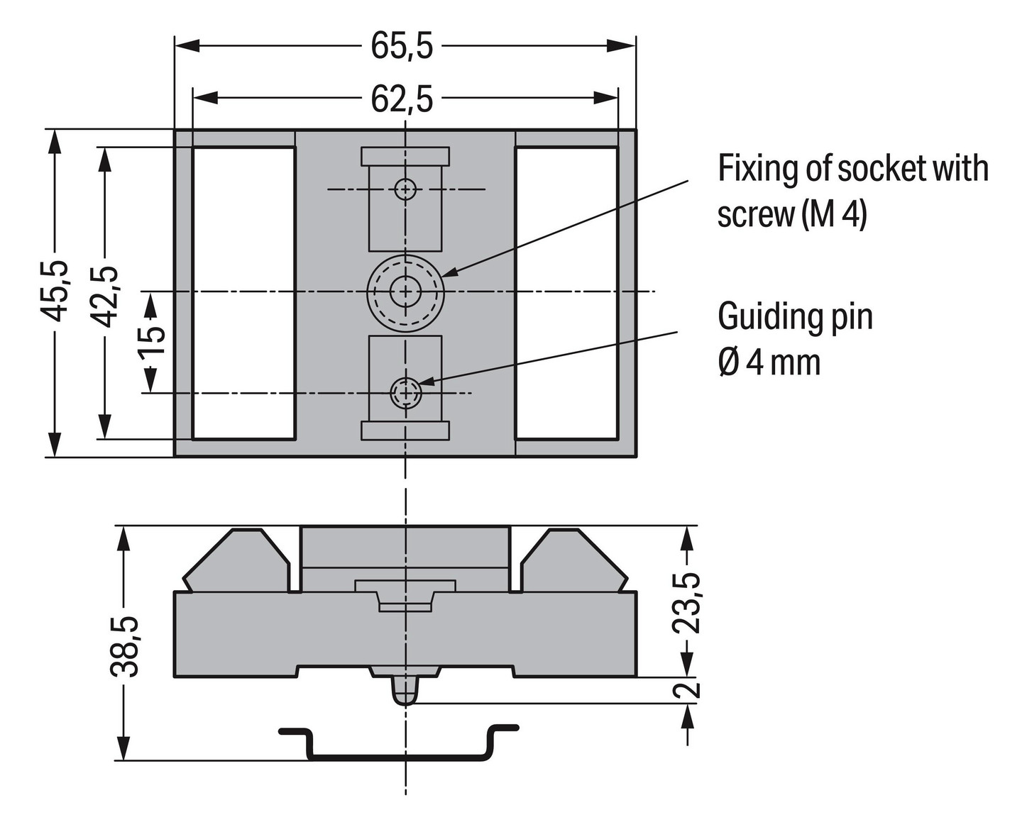Sockel H26,5xB45,5xT65,5mm Kst gr