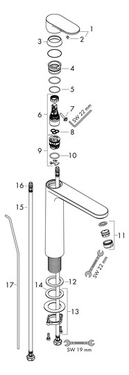 hansgrohe Waschtisch-Einhebelmischer 190 Vernis Blend mit Zugstangen-Ablaufgarnitur, chrom