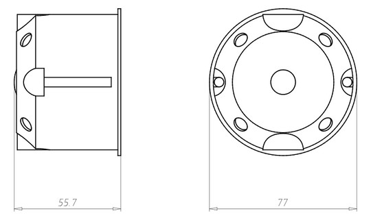 Schallschutzdose HW Ø74x54,4mm Kst IP3X Ger/VerbDose/kast rnd