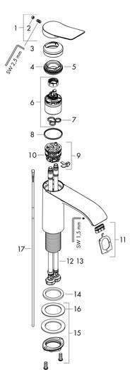 hansgrohe Waschtisch-Einhebelmischer 110 Vivenis mit Zugstangen-Ablaufgarnitur, mattschwarz