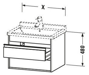 Duravit Waschtisch-Unterschrank Ketho 100 x 45,5 cm, Eiche terra, 2 Schubkästen, wandhängend