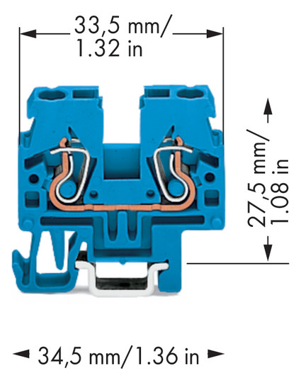 Reihenklemme 0,08-4qmm Serie 870 1Etage 2kl bl 24A Hutschiene TH15