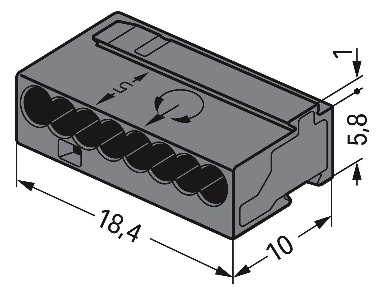 Steckklemme 8f 100V 6A Serie 243 0,6-0,8qmm dgr f.Massivleiter