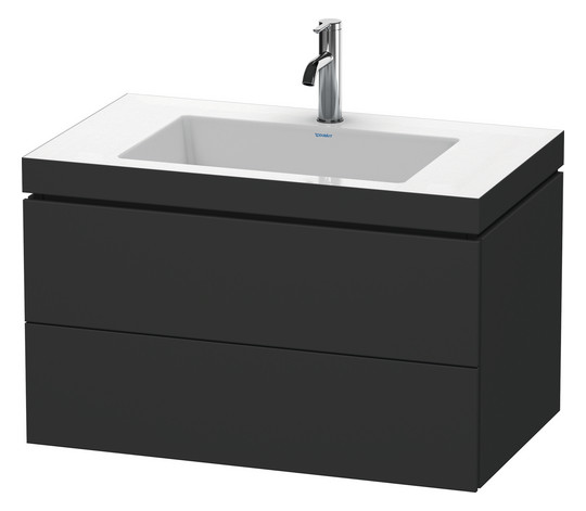 Duravit Waschtisch-Unterschrank c-bonded L-Cube 80 x 48 cm, ohne Hahnloch, amerikanischer nussbaum, 2 Schubkästen, wandhängend