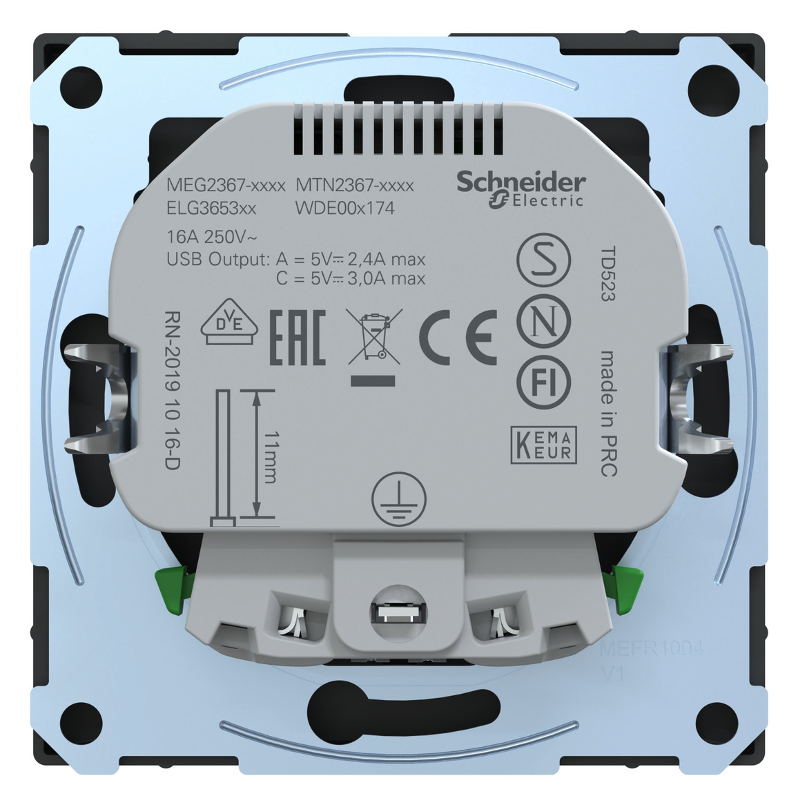 Steckdose 1f anth mt 1USB-A 1USB-C UP m.BS Mit erhöhtem Berührungsschutz IP20