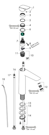 hansgrohe Waschtisch-Einhebelmischer 190 Logis mit Zugstangen-Ablaufgarnitur, chrom