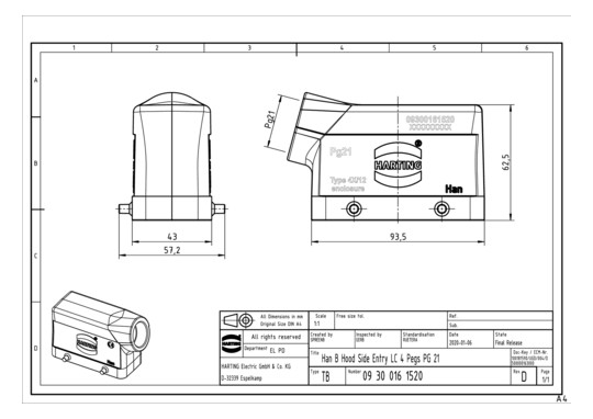 HART Steckergehäuse HAN16E   09300161520 