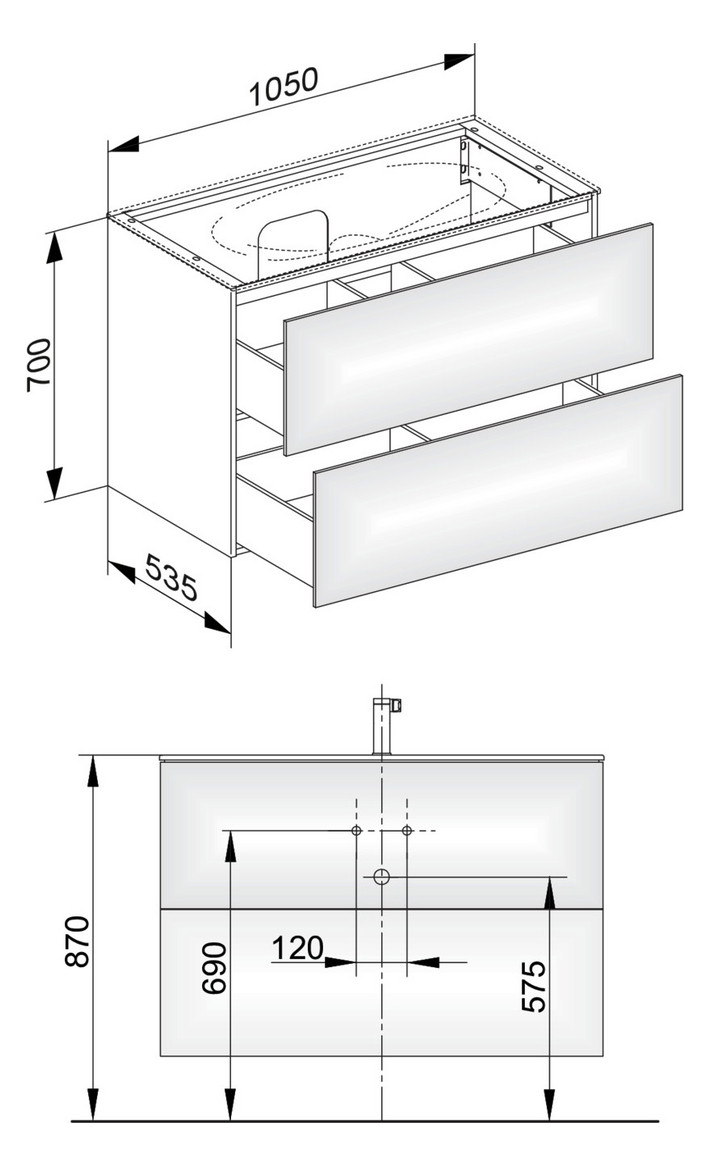 KEUCO Waschtischunterschrank Edition 11 105x70x53,5cm, 2 Frontauszüge, Innenbeleuchtung, Furnier Eiche Hell