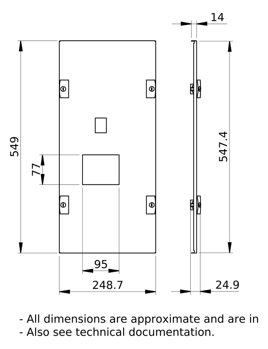 Schrank-Frontplatte 11HE B250xH550mm ST pulverbesch