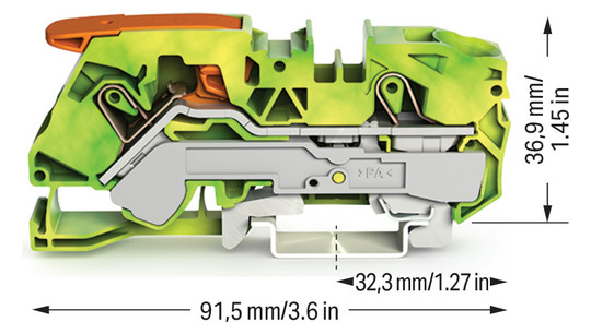 Schutzleiter-Reihenklemme 0,5-16qmm gn/ge 1Etage Hutschiene TH35