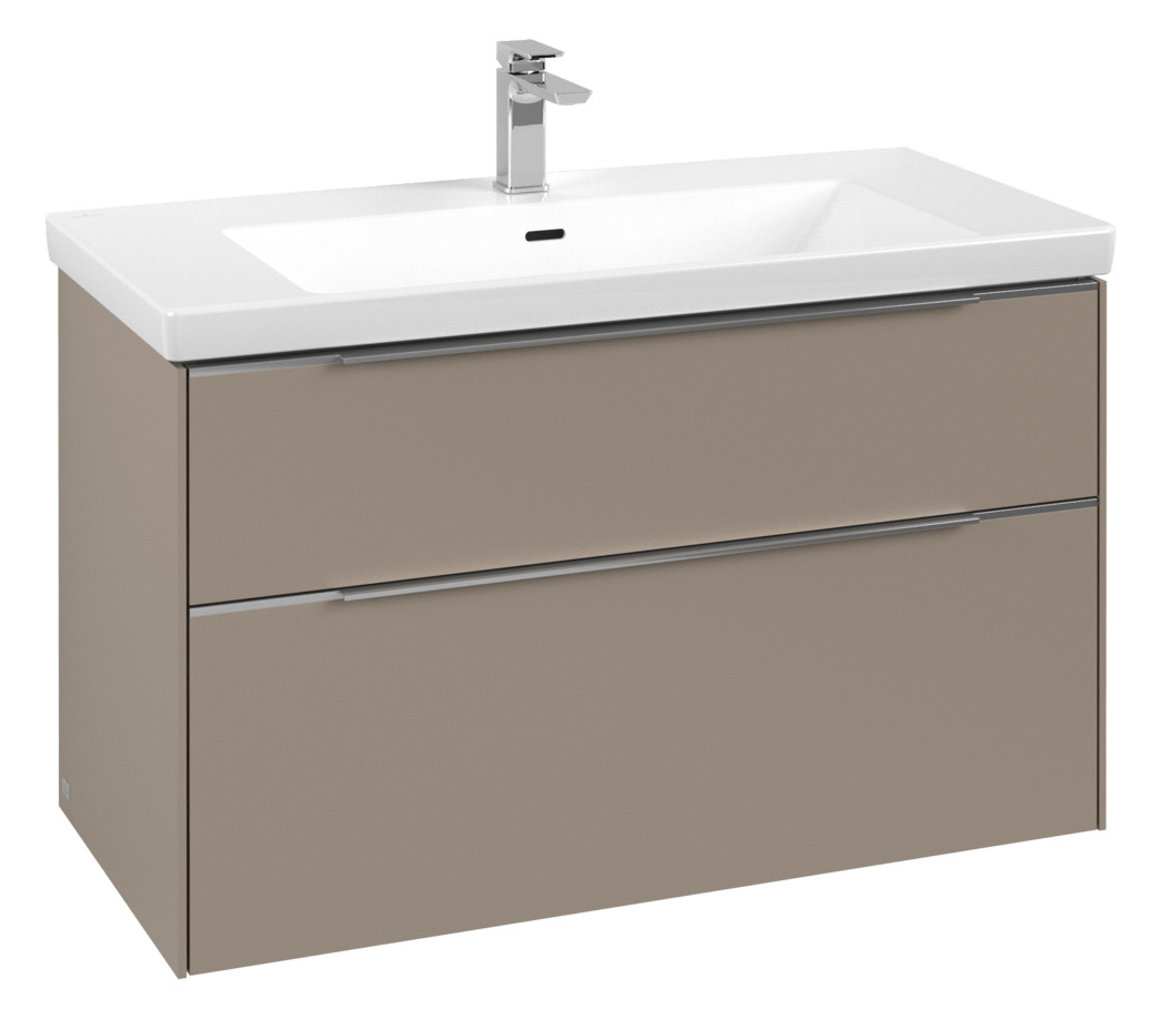 V&B Waschtisch-Unterschrank Subway 3.0 97,3x57,6x47,8cm, ohne LED/Griff Aluminium glänzend, taupe