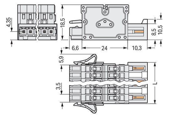 Klemmleiste 8p lgr Serie 734 10A 3,5mm 0,08-1,5qmm Thermopl Federzugans