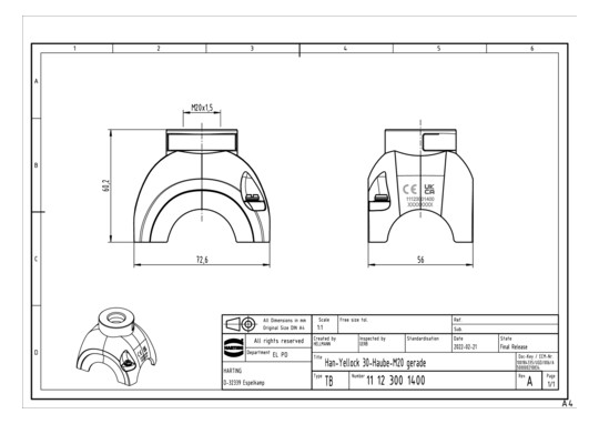 HART Yellock 30 Haube gg M20 11123001400 