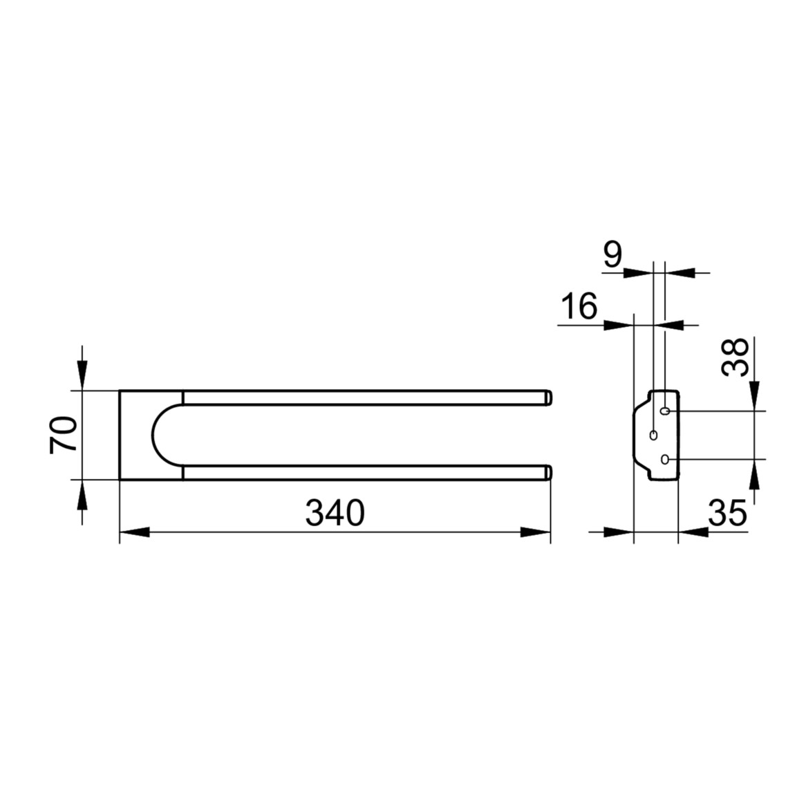 KEUCO Handtuchhalter Collection Moll 2-tlg, starr, 340 mm, verchromt