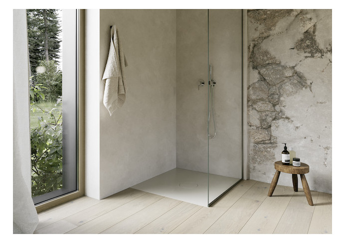 Bette Duschfliese BetteAir 1000 x 1000 mm, beige, Rechteck, glasierter Titan-Stahl