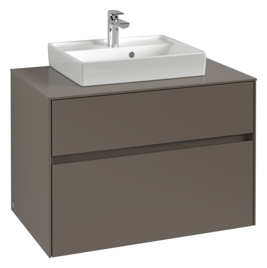 V&B Waschtischunterschrank Collaro 80x54,8x50cm, Waschtisch mittig, truffle grey