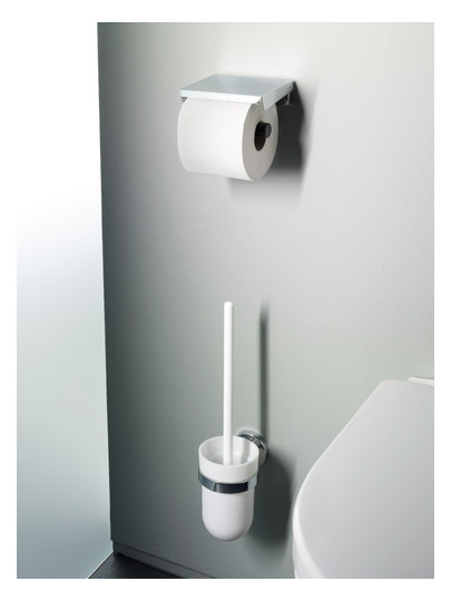EMCO WC-Bürstengarnitur Polo chrom, Kristallglas satiniert, Stiel chrom