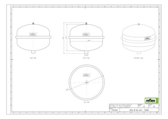 Reflex Membran-Druckausdehnungsgefäß N N 8, 4 bar/70 °C, R 3/4, weiß