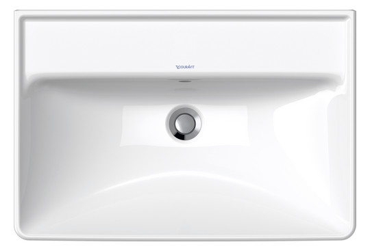 Duravit Waschtisch D-Neo 65 x 44 cm, ohne Hahnloch, weiß WonderGliss, Überlauf, Hahnlochbank, weiß