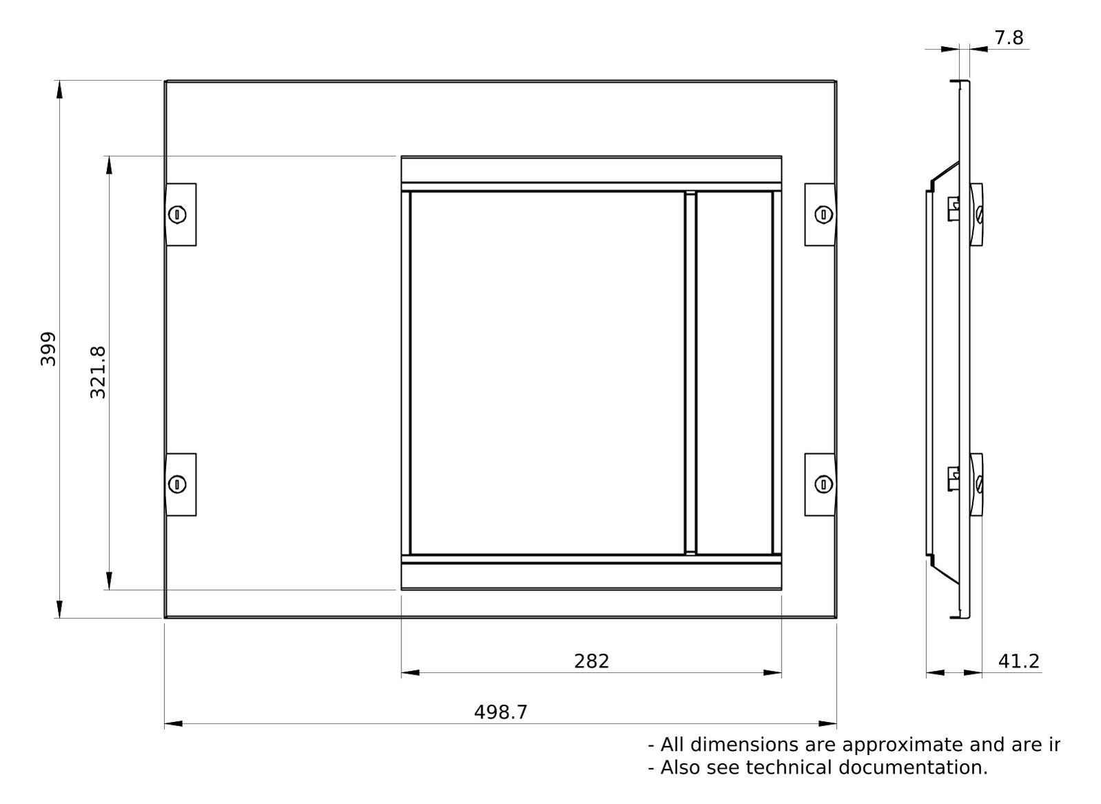 Schrank-Frontplatte 8HE B500xH400mm ST pulverbesch