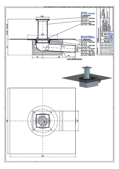 LORO X Komplett-Balkonablauf Serie F DN 50, Auslauf seitlich 3°, Anschlussmanschette, mit Wärmedämmung, einteilig LORO X Komplett-Balkonablauf Serie F DN 50, Auslauf seitlich 3°, Anschlussmanschette, mit Wärmedämmung, einteilig