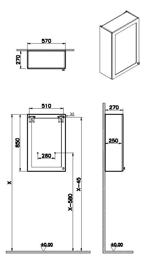 VitrA Bad Oberschrank Root Classic 57x27x85cm, 1 Tür, Türanschlag links, Korpus Weiß Matt