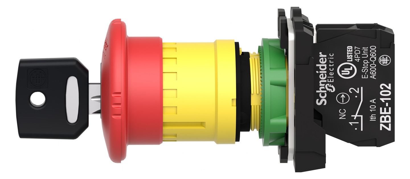 Not-Aus Taster EB IP66 Schlüssel 1S Einb Ø22mm Schraub