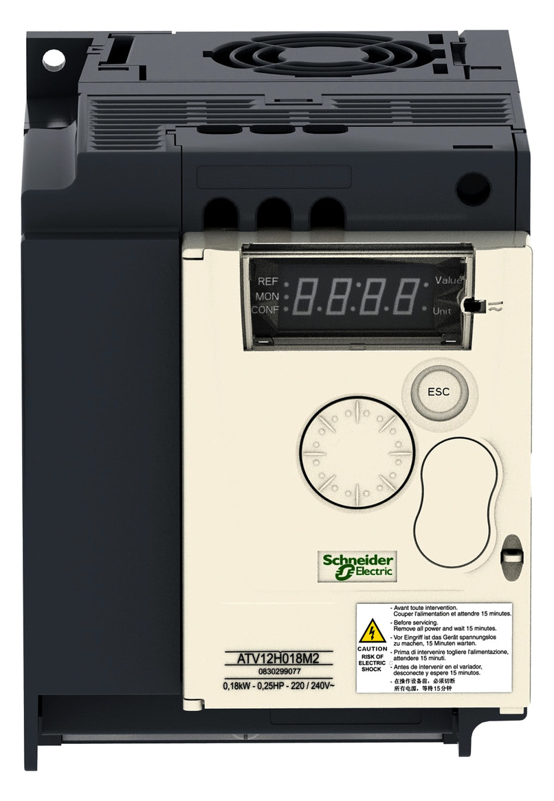 Frequenzumrichter lin=2,2 ATV12 200-240V E1ph A3ph 400Hz 50/60Hz IP20 5%F 10%V