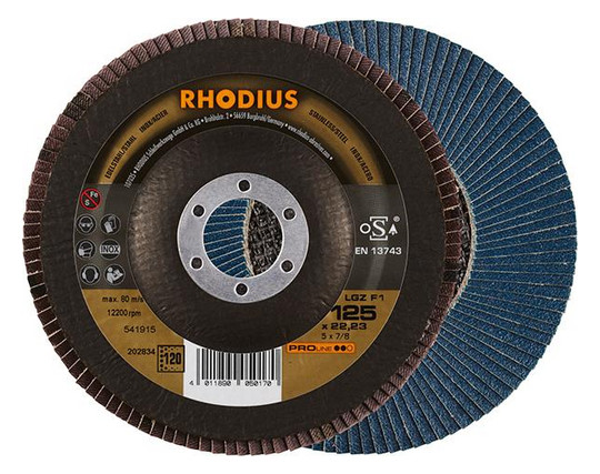 RHODIUS-Lamellenschleifscheibe LGZ F1 - 125mm, K120, gerade