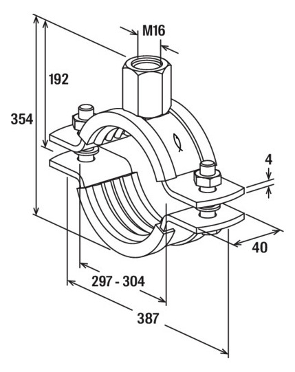 Bild Massivrohrschelle FRSM 300 M16 A4 fische r - fischer-3
