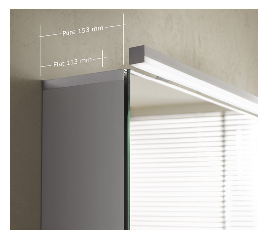 EMCO Aufputz-Lichtspiegelschrank pure LED 1200 x 728 mm, Aluminium, 3 Türen