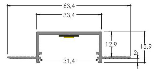 Einbauprofil ws Alu 2000x63,4x15,9mm