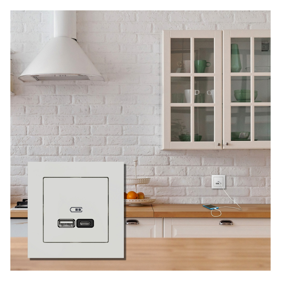 USB-Spannungsversorgung 1USB-A 1USB-C UP 3000mA 20V 50-60Hz