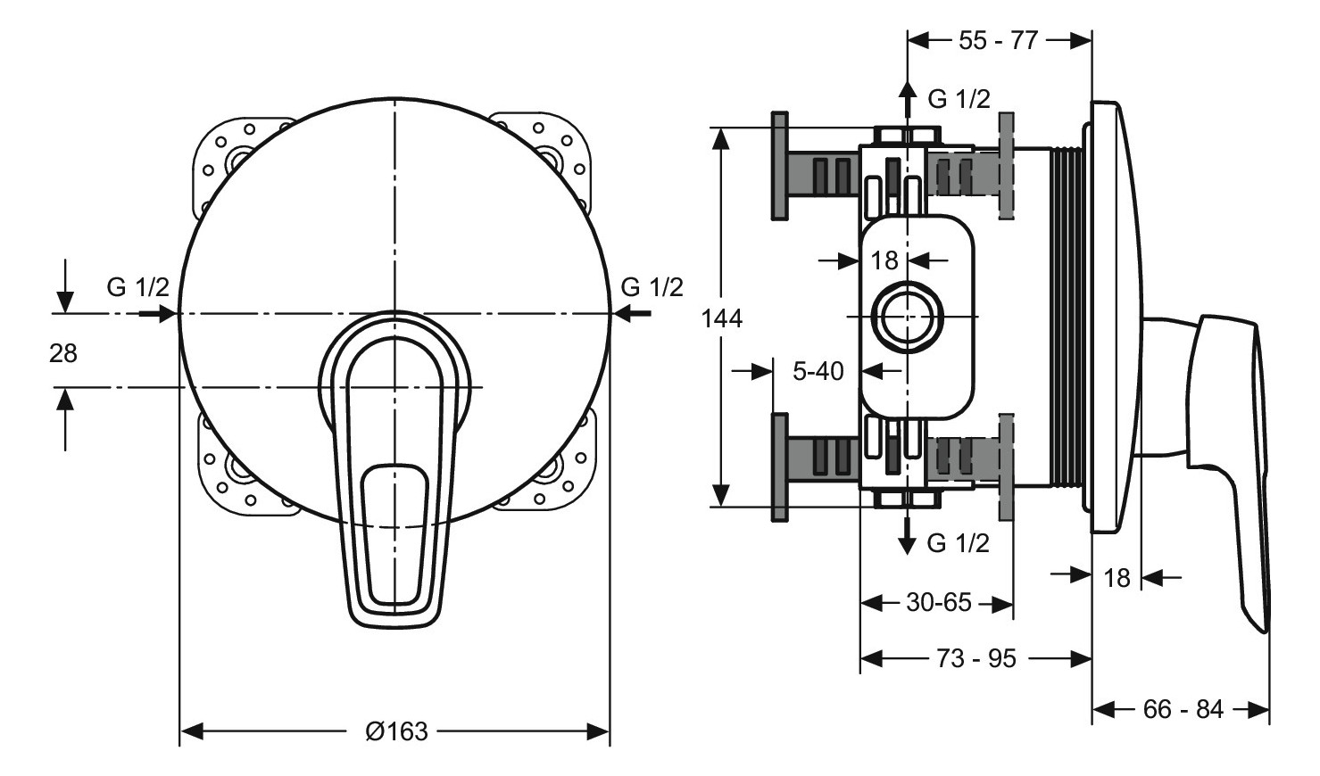 Ideal-Standard Fertigmontageset CeraMix Blue für UP-Brause-Einhebelmischer, chrom