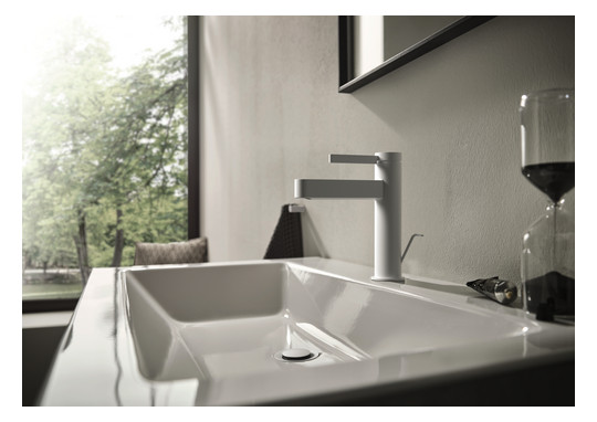 hansgrohe Waschtisch-Einhebelmischer 110 Finoris mit Zugstangen-Ablaufgarnitur, mattweiß