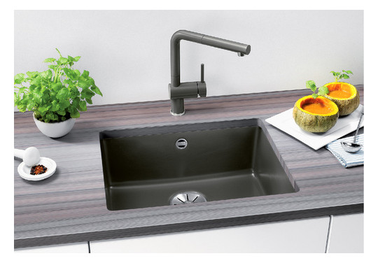 Blanco Becken SUBLINE 500-U Keramik 54,3 x 45,6 cm, PuraPlus kristallweiß glänzend, für Unterbau