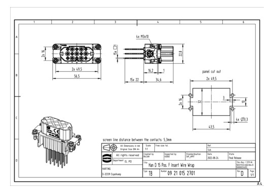 HART HARTING HAN-D 15 F-C    09210152701 